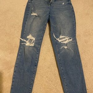 Distressed Blue Jeans